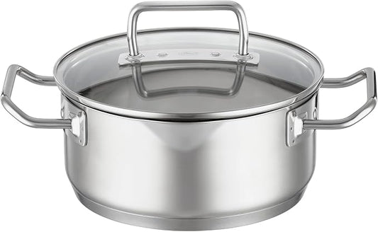 Rösle EXPERTISO Cookware Collection 7.9 in. Stainless Steel Low Casserole Pot with Glass Lid