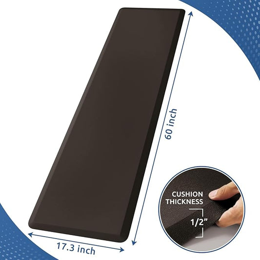KitchenClouds Kitchen Mat Cushioned Anti Fatigue Kitchen Rug 17.3"x60" Water Resistant Non Slip Kitchen Rugs and Mats Standing Desk Mat Comfort Floor Mats for Kitchen House Sink Office (Chocolate)