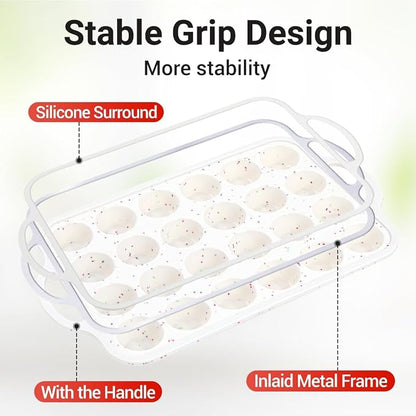 FUNBAKY Silicone Mini Muffin Pan, Metal Reinforced Frame 24 Cups Nonstick Mini Cupcake Pans with Handles Easy to Move for Baking Muffin, Cupcake, Egg Bites Oven Safe, Silicone Molds 2 Pack Confetti