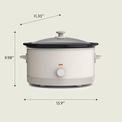 bella 6.0 Qt Manual Slow Cooker, Ceramic Nonstick Coating, 3 Temperature Settings, Dishwasher Safe Stoneware Pot and Tempered Glass Lid, Cool Touch Handles & Tangle Free Cord Wrap, Oatmilk