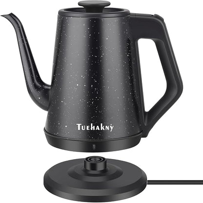 Gooseneck Electric Kettle, 1L Pour Over Coffee Kettle, 1000W Fast Boil Stainless Steel Water Boiler, for Tea Coffee, Office Dorm Kitchen, Auto Shut-Off, Black Star Design, BPA-Free