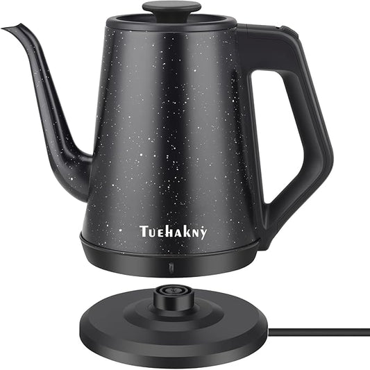 Gooseneck Electric Kettle, 1L Pour Over Coffee Kettle, 1000W Fast Boil Stainless Steel Water Boiler, for Tea Coffee, Office Dorm Kitchen, Auto Shut-Off, Black Star Design, BPA-Free