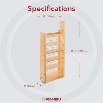 Rev-A-Shelf PULLOUT, Pant Try, Wood, 43" H X 8" W
