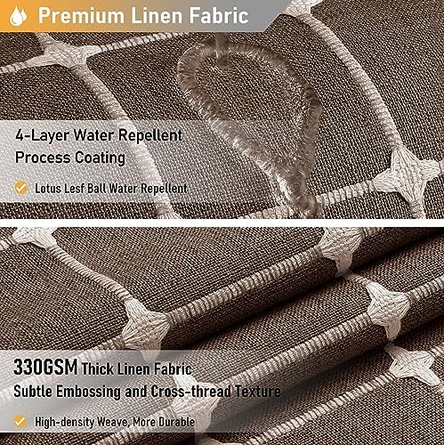 BTTN 60x72 Boho Farmhouse Linen Heavy Duty Fabric Shower Curtain Set, Brown