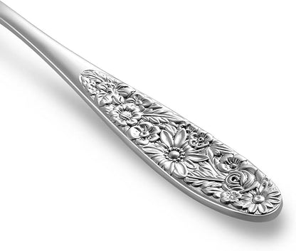 KEAWELL Sunflower Soup Spoon, Set of 4, 18/10 Stainless Steel, Bouillon Spoon, Dishwasher Safe, Fine Mirror Polished