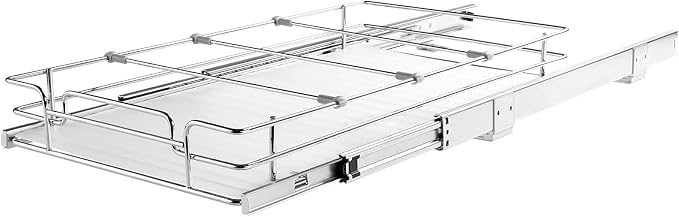 Happybuy 11" W x 21" D Pull Out Cabinet Organizer - Heavy Duty Chrome-Plated Steel Sliding Drawers for Pantry, Home, Kitchen Cabinet, Bathroom.