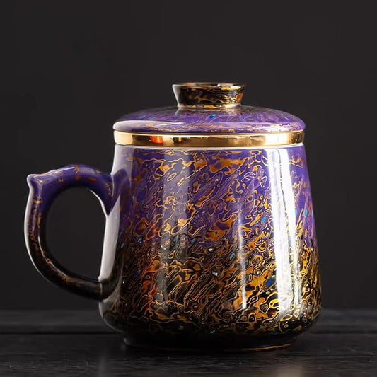Lacquer Moment Handcrafted One-of-a-Kind Lacquer Cup 360ml (12.2oz) with Removable Infuser Artisan Chinese Lacquerware Luxury Gift for Her Him Mother’s Day Birthday Anniversary (Violet Veil)