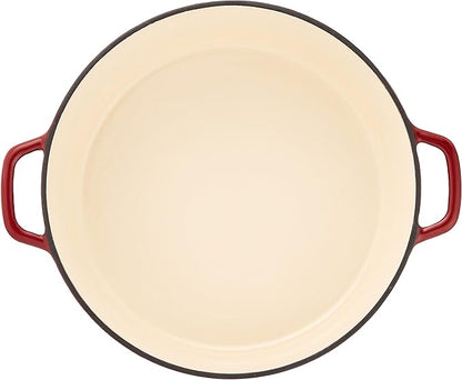 Cuisinart Chef's Classic Enameled Cast Iron Dutch Oven with Lid, Porcelain Enameled Interior, Oven Safe, Induction Compatible, 7-Quart, Round, Cardinal Red