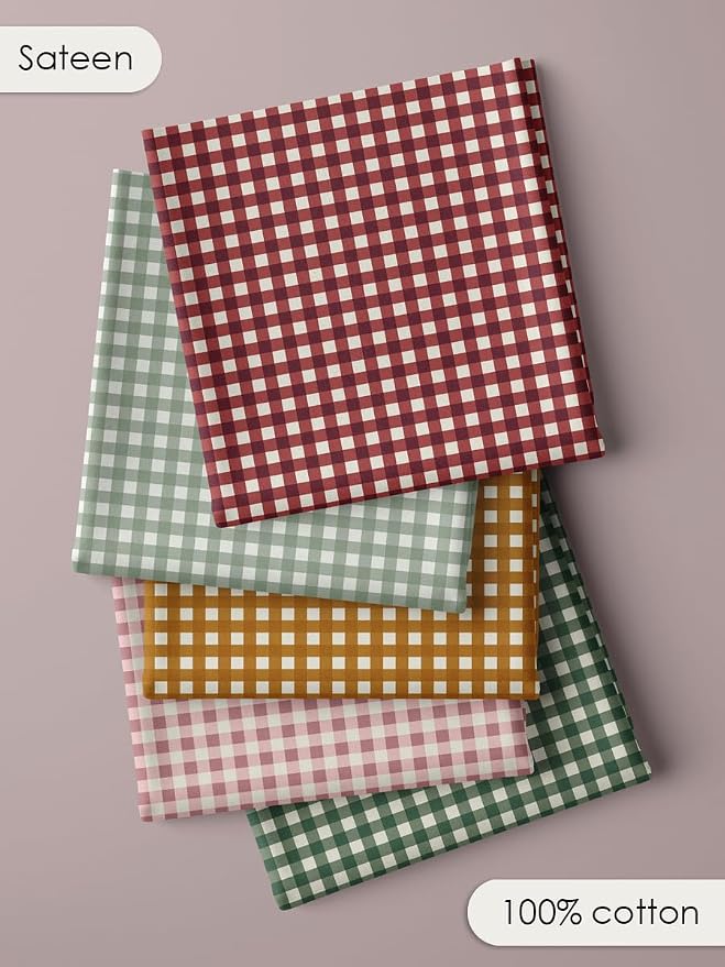 Cotton Patchwork Quilting Fabric Panel – 155×100 cm, 100% Cotton, Made in Türkiye (PRT_KUP 01-001) (Classic Gingham, 5 pcs (23.6x11.8 inc))
