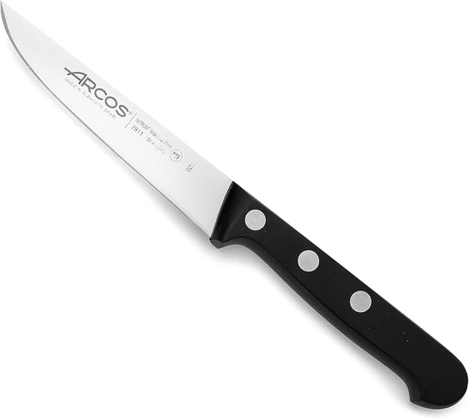 Arcos Knife Set 2 pieces - Nitrum Stainless Steel and mm blade. 363 gr. Professional Kitchen Knife for Cooking. Ergonomic Polyoxymethylene POM Handle. Series Universal. Color Black