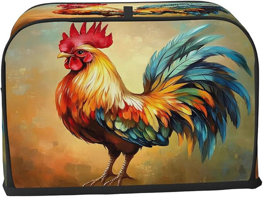 Toaster Cover 4 Slice Wide Slot Farm RoosteBread Toaster Oven Dustproof Cover Small Appliance Kitchen Covers Dust and Fingerprint Protection for Women Gift 4 Slice