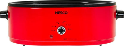 NESCO MWR18‑12 Electric Roaster Oven for Family‑Size Meals, Red 18‑Quart Countertop Roaster with Circle of Heat Heating Technology