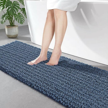 Disolla Blue Bathroom Runner Rug 24x70 Inch - Extra Long Chenille Bath Mat, Luxury Shaggy Plush Absorbent Rug, Non-Slip Large Runner for Floor and Laundry Room