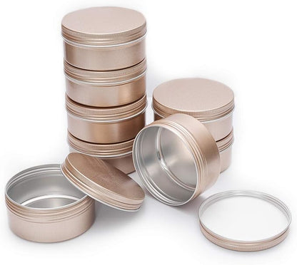 6 Oz Aluminum Metal Tin 18 Pack Can Tins Empty Screw Top Spice Tins Aluminum Containers with Lids(Frosted Gold)