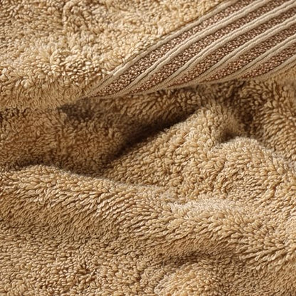SUPERIOR Egyptian Cotton 3-Piece Towel Set, Basic Towels for Bathroom, Home Decor, Guest Bath, Shower, Apartment, Included 1 Face, 1 Hand, 1 Bath Towel, Washcloth, Quick Dry, Toast