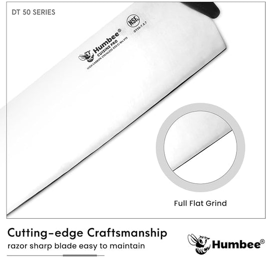 7.5-Inch Nakiri Knife, High Carbon Stainless Steel Hollow Grind Blade, Razor Sharp Edge, Ergonomic Non-Slip Handle, Cleaver Style, DT-50 Series, Black