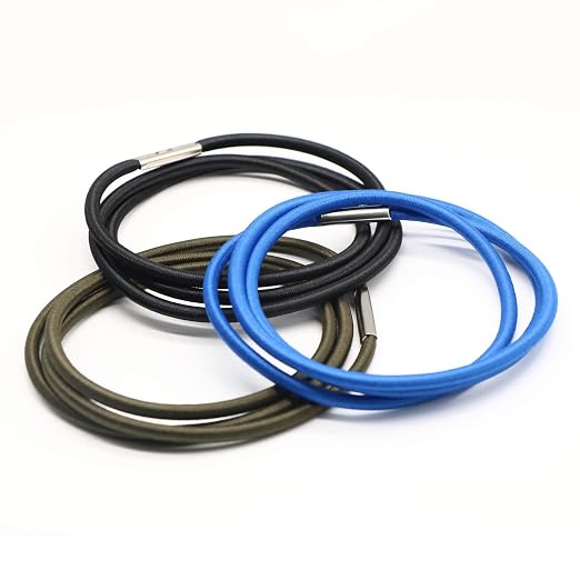 Hongmed Trash Can Elastic Rubber Bands, Fits 13 to 30 Gallon Trash Cans, Durable Garbage Can Bag Holder Straps, Good for Home and Office, Black, Blue & Olive Green, Small, Set of 3