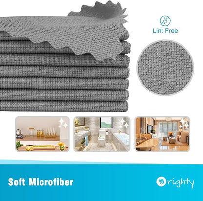 Orighty Microfiber Cleaning Cloth Bulk, 50 Pack Shop Towels, Reusable Cleaning Rags, Lint Free Microfiber Towels for Cars, Home & Kitchen, 12x12 Inch, Grey