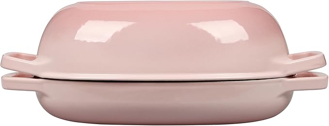 EDGING CASTING Enameled Cast Iron Oval Dutch Oven Pot with Lid, Dutch Oven for Sourdough Bread Baking, Bread Oven, Bread Dutch Oven, Oval Bread Pan, 5qt, Pink