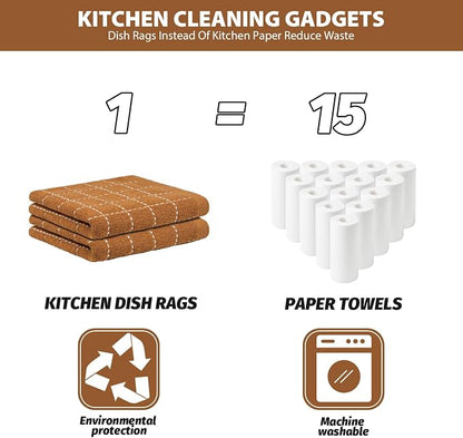 Nialnant 6 Pack Terry Kitchen Towels, Dish Cloths for Washing Dishes, 100% Cotton Reusable Cleaning Rag,Ultra Soft Absorbent, Quick Drying Dish Towels for Kitchen,12x12 Inches