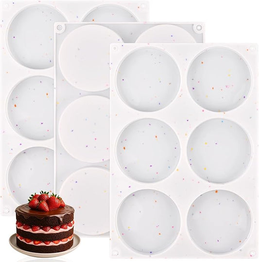 HUAKENER 3 Pcs Silicone Muffin Top Pans for Baking, 4 Inch Non-Stick Round Baking Molds for Mini Cake, Muffin Top, Dessert, Hamburger, Sandwiches Making