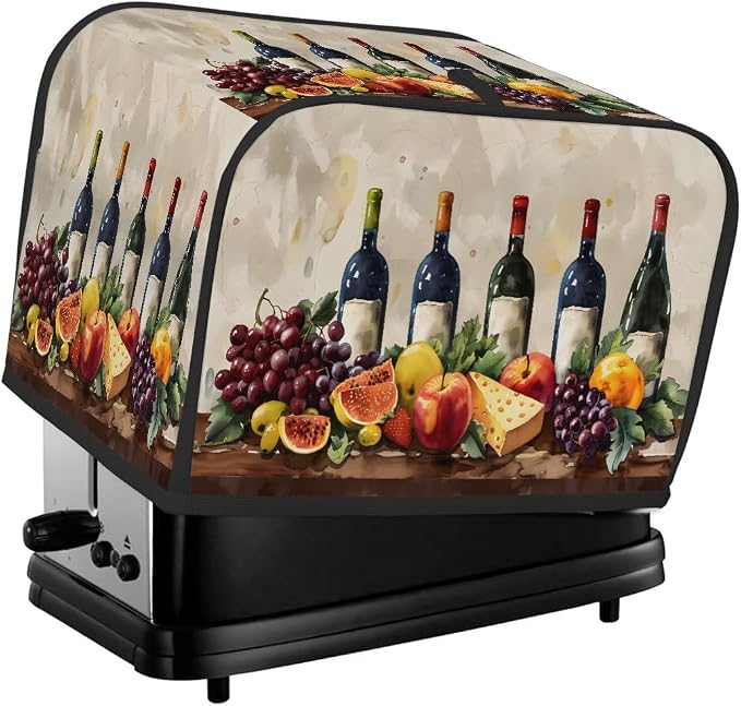 Grape Wine Toaster Cover 4 Slice Wide Slot Washable Toaster Covers | Fruit Cheese Dust and Fingerprint Protection Bread Maker Covers for Kitchen Accessories Decor Bakeware Women Gift