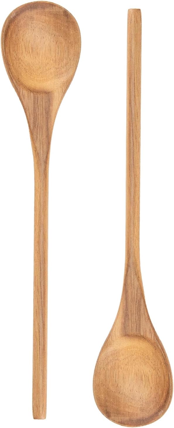 Wooden Spoons for Cooking, MZROO Wooden Spoon 12.5 Inch Long Handle Wooden Cooking Spoon Mixing spoons Tasting Spoons for Nonstick Cookware