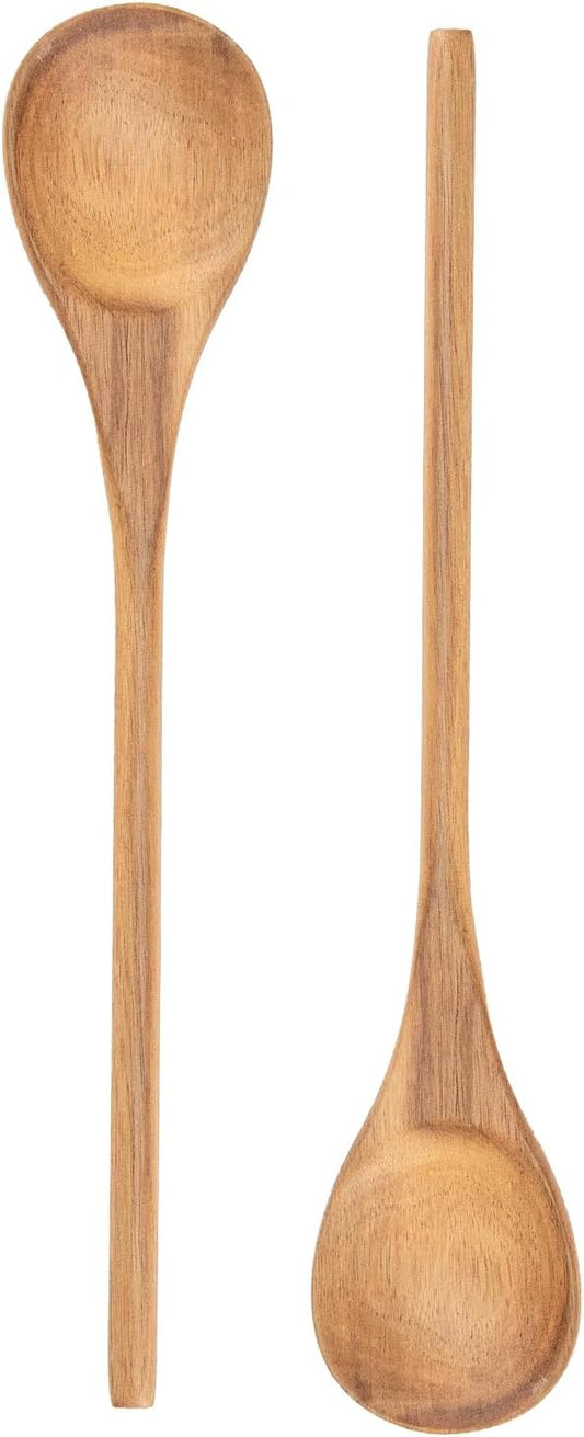 Wooden Spoons for Cooking, MZROO Wooden Spoon 12.5 Inch Long Handle Wooden Cooking Spoon Mixing spoons Tasting Spoons for Nonstick Cookware