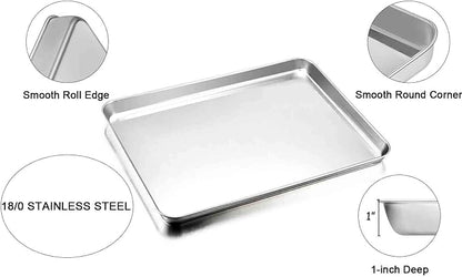 TeamFar Baking Sheet with Rack Set of 8, Cookie Sheet Baking Pans Stainless Steel Bakeware with Cooling Rack Set, Non Toxic & Healthy, Mirror Finish & Rust Free, Easy Clean & Dishwasher Safe
