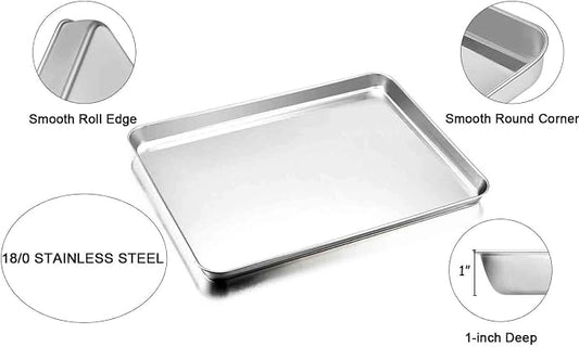 TeamFar Baking Sheet with Rack Set of 8, Cookie Sheet Baking Pans Stainless Steel Bakeware with Cooling Rack Set, Non Toxic & Healthy, Mirror Finish & Rust Free, Easy Clean & Dishwasher Safe