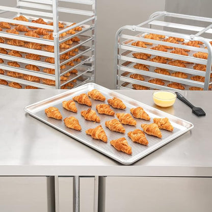 Restaurantware Met Lux 26 x 18 x 1 Inch Baking Sheet Pan 1 Perforated High Temp Baking Sheet - Full-Size Freezable Silver Aluminum Potato Chip Baking Tray Dishwasher-Friendly