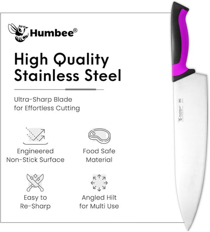 12-Inch Chef Knife, NSF Certified Razor-Sharp High Carbon Stainless Steel Blade – Ergonomic Color Coded Handle, Non-Slip Grip Kitchen Knife, DT-10 Series, Purple