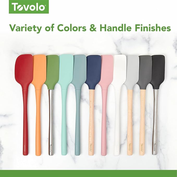Tovolo Flex Core 5 Piece Silicone Spatula Set Heat Resistant All Silicone Utensils Include Non Stick Spatula Spoonula Jar Scraper, Dishwasher Safe BPA Free Spatulas for Baking Mixing, Blue Slate