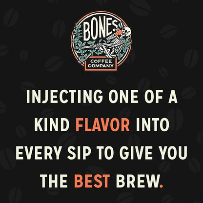 Bones Coffee Company Decaf Cinnamon Roll Decaffeinated Flavored Coffee, Medium Roast Low Acid Arabica Beans Compatible with Auto drip and French Press Coffee Maker, 12 Oz Whole Bean