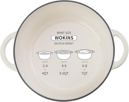 Enameled Cast Iron Dutch Oven - 7QT Pot with Lid,Oven Safe to 500°F,Heavy-Duty Cookware for Sourdough Bread Baking,Braising,Stews,Roasting Cream