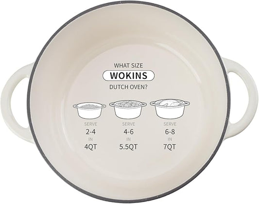 Enameled Cast Iron Dutch Oven - 7QT Pot with Lid,Oven Safe to 500°F,Heavy-Duty Cookware for Sourdough Bread Baking,Braising,Stews,Roasting Cream