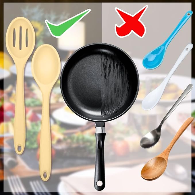 ELANE 8 Pcs Silicone Cooking Utensils Set,Silicone Serving Spoons Cooking Spoons for Nonstick Cookware for Kitchen Salads