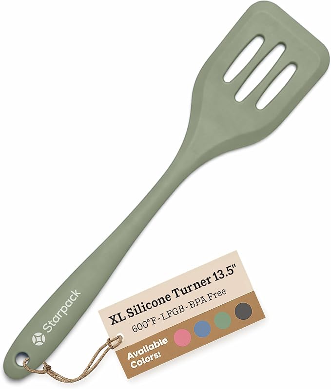 Starpack 'Head Turner' XL Premium Silicone Turner and Slotted Spatula - 13.5" Turning Spatulas High Heat Resistant to 600°F - Silicone Slotted Spatulas for Cooking - Non Stick Rubber Turning Spatula