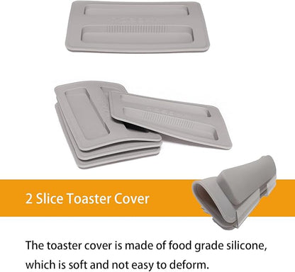 2 Pack Toaster Cover 2 Slice Toaster Cover Silicone Toaster Lid Bread Machine Cover Bread Maker Accessories (Grey)