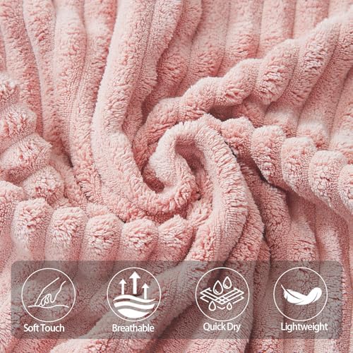2 Piece Bath Sheets, 40"x80" Microfiber Bath Towels, Pink