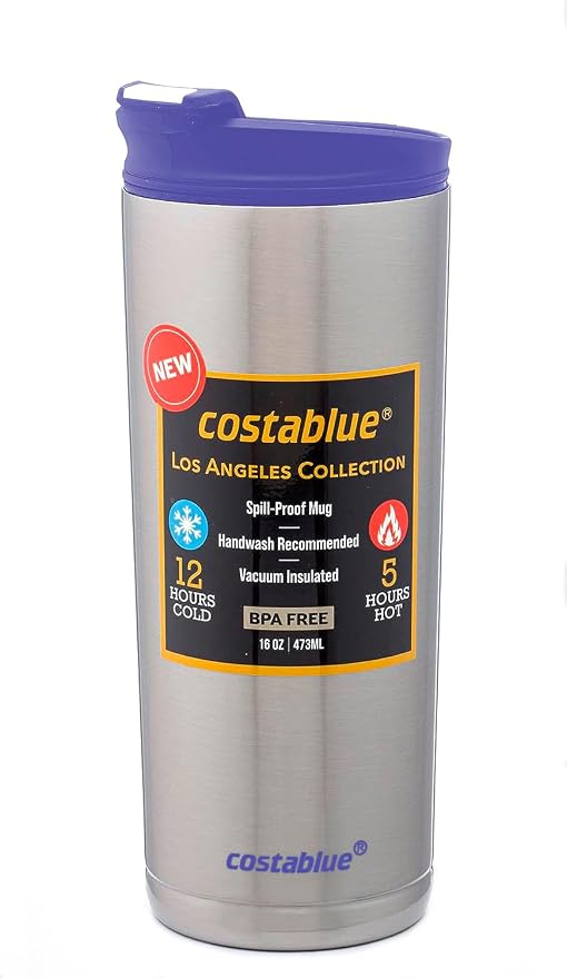 Travel Coffee Mug - 16 Oz. Stainless Steel Insulated Coffee Mug, Leak Proof Tumbler w/Dishwasher Safe Lid, Double Wall Travel Coffee Cup, Reusable Insulated Tumbler for Hot & Cold Beverages…