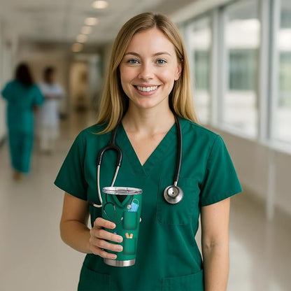SANDJEST Nurse Tumbler Cup - Nutritional Facts Travel Coffee Mug Gift - 20oz Tumblers Nurse Gifts for Birthday, Christmas, Appreciation Week, Nursing School Graduation for Nurses, Practitioners