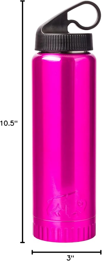 Silver Buffalo Double Walled Vacuum Insulated Stainless Steel Water Bottle, 20 Ounces, Magenta