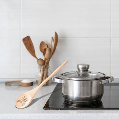 Bout to Stir Up Some Shit Funny Wooden Spoons Christmas Gift Large Funny Spoon Laser Engraved Gifts Personalized Home Kitchen Long Handle Spoons for Cooking Tools Wooden Non-Stick Surface Spoon