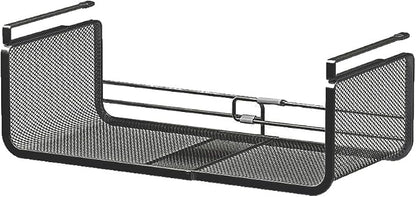 Expandable Under Shelf Basket Organizer, Under Shelf Storage, Hanging Baskets Under Cabinet for Pantry Kitchen Cupboard Desk Counter Bookshelf Space Saver Heavy Duty Slide-in (Black, 1 Pack)