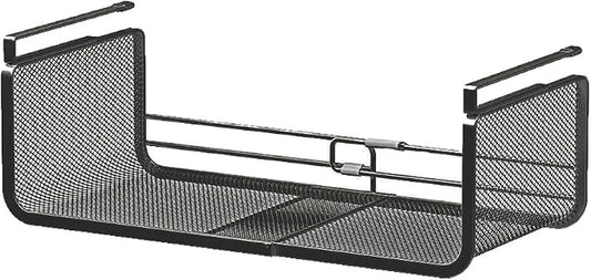 Expandable Under Shelf Basket Organizer, Under Shelf Storage, Hanging Baskets Under Cabinet for Pantry Kitchen Cupboard Desk Counter Bookshelf Space Saver Heavy Duty Slide-in (Black, 1 Pack)