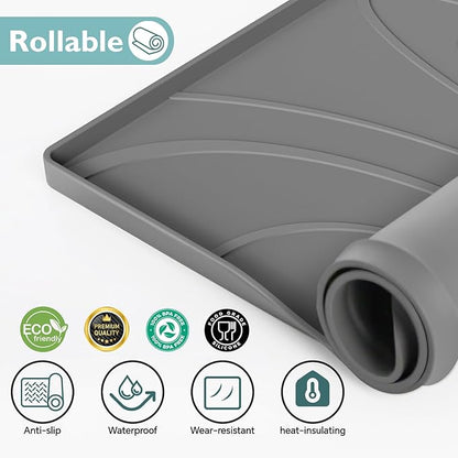 Under Sink Mat 31" x 22", Silicone Under Sink Liner for Kitchen and Bathroom, Waterproof Cabinet Protector Drip Tray, Protects Cabinets from Leaks and Spills
