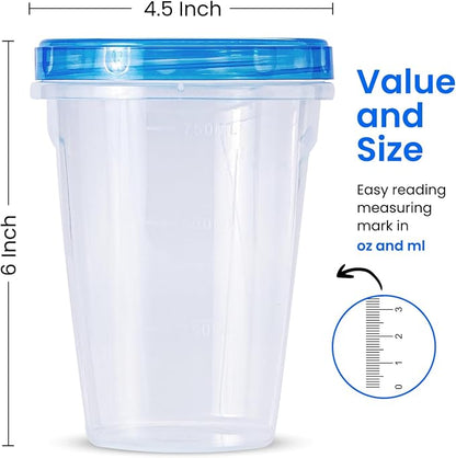RFAQK 24 Pack Freezer Storage Containers with Lids-32 OZ Soup Containers with Twist Top Lids-Meal Prep Quart Food Storage Containers with Screw Lid-Leak Proof Plastic Containers for Leftovers & Pantry