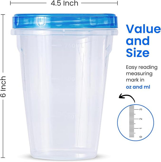 RFAQK 24 Pack Freezer Storage Containers with Lids-32 OZ Soup Containers with Twist Top Lids-Meal Prep Quart Food Storage Containers with Screw Lid-Leak Proof Plastic Containers for Leftovers & Pantry