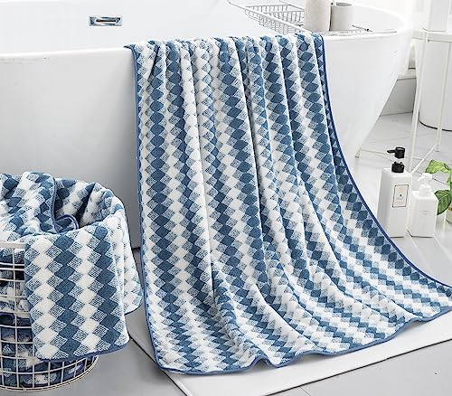 2Pcs Hand Towel 16"x31" Towel Set for Bathroom,Highly Absorbent Quick Dry Face Towel for Daily Use,Soft Microfiber Multipurpose Kitchen Hand Towel Set Collection for Hotel Spa Gym,Blue